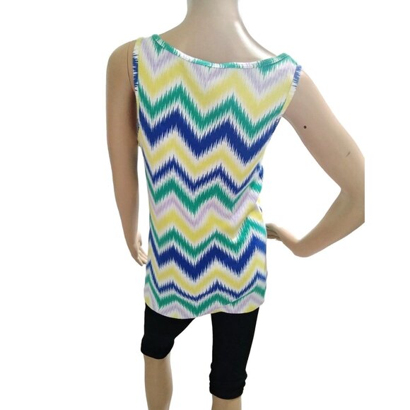 Faded Glory Multicolor Casual Scoop Neck Chevron Print Sleeveless Tank Top XXL - Picture 5 of 6